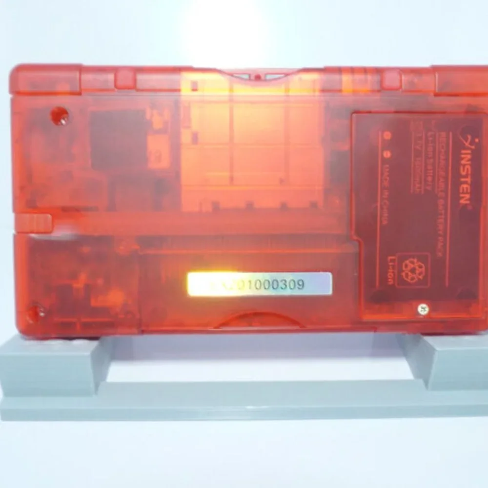 Nintendo DS Lite Transparent Clear Red Handheld System with Charger and Stylus